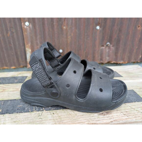 Crocs All Terrain Sandals Womens Size 8 Mens 6 Black Slip-On Shoes Adjustable - Picture 1 of 8